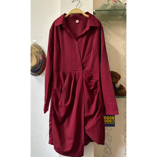 ĐẦM sơmi màu đỏ đô vạt xéo size s