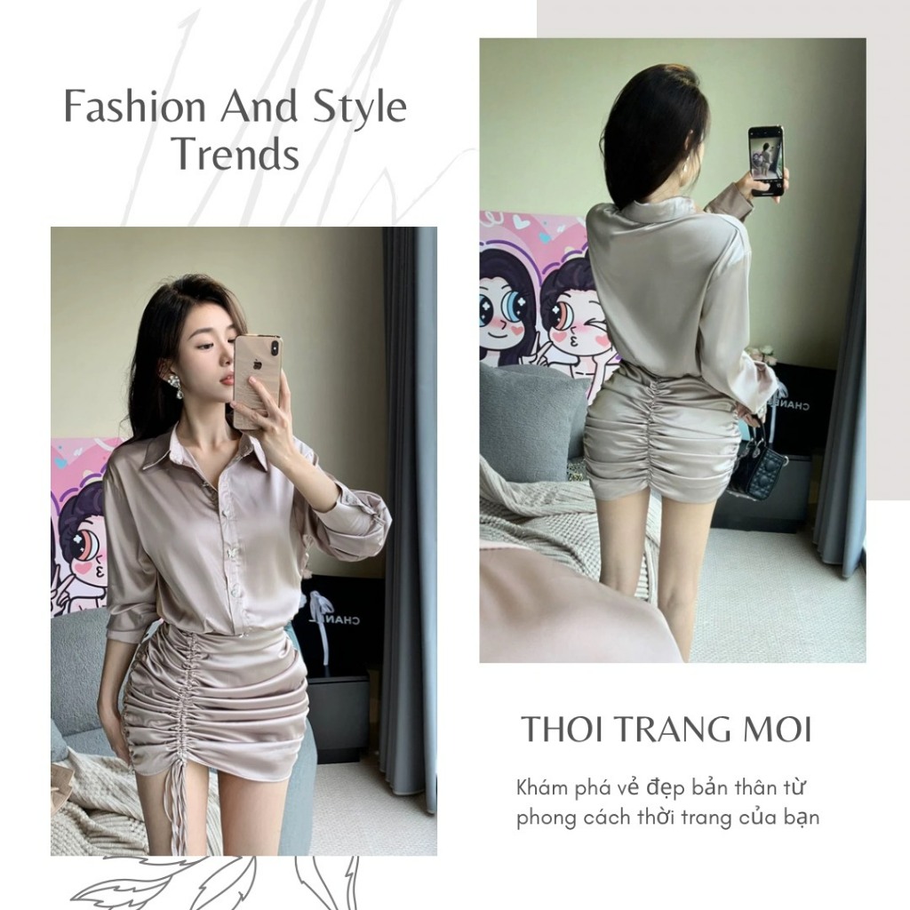 ĐẦM LỤA NỮ RÚT DÂY CỔ SƠ MI SIÊU HOT