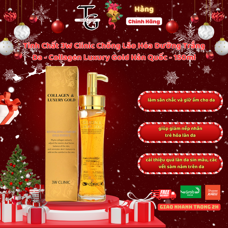Tinh Chất 3W Clinic Chống Lão Hóa Dưỡng Trắng Da - Collagen Luxury Gold Hàn Quốc - 150ml