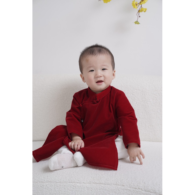 Áo dài Nhung bé trai ( không kèm quần)