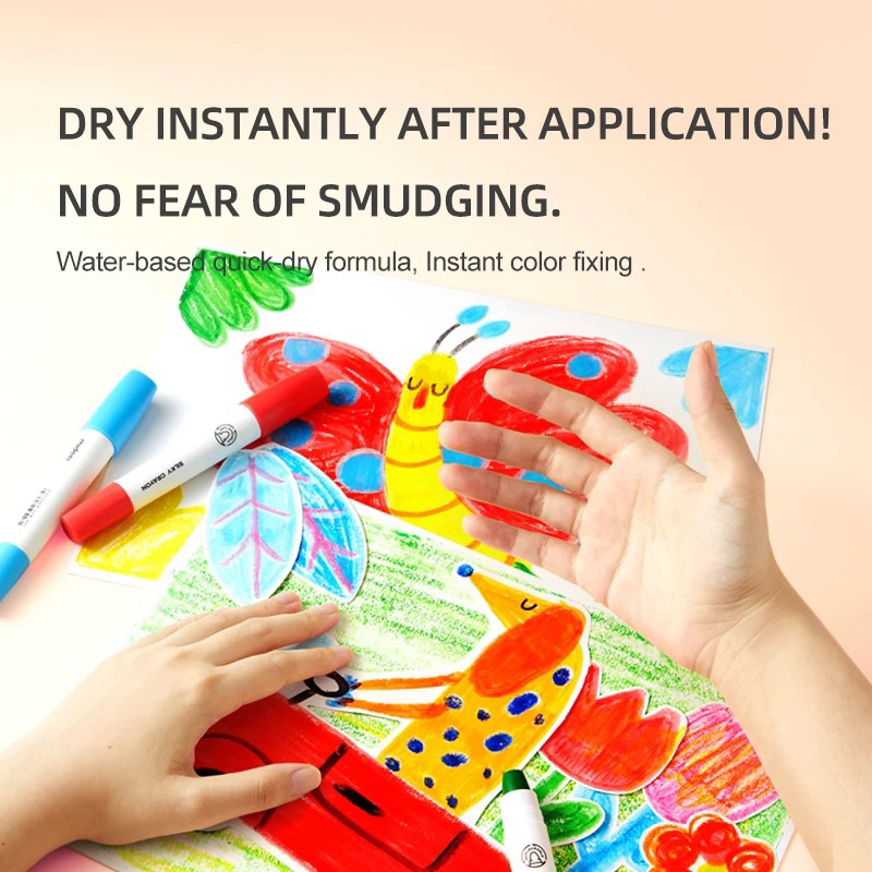 Bút màu sáp hữu  cơ Mideer Silky Crayon kèm quai xách cho bé 12-24-36 màu