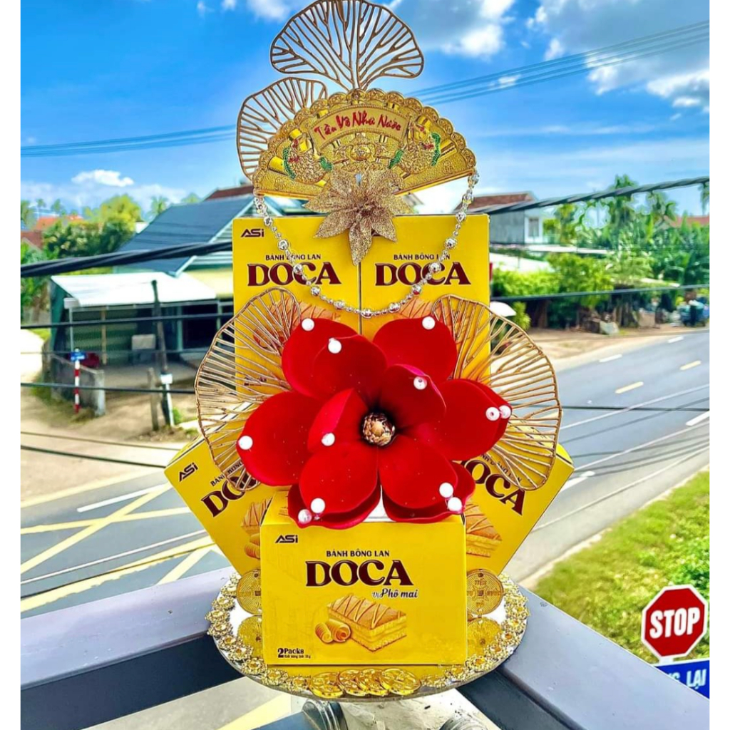 Lốc 10 hộp bánh bông lan Doca, bánh làm tháp 2024, bánh Tết