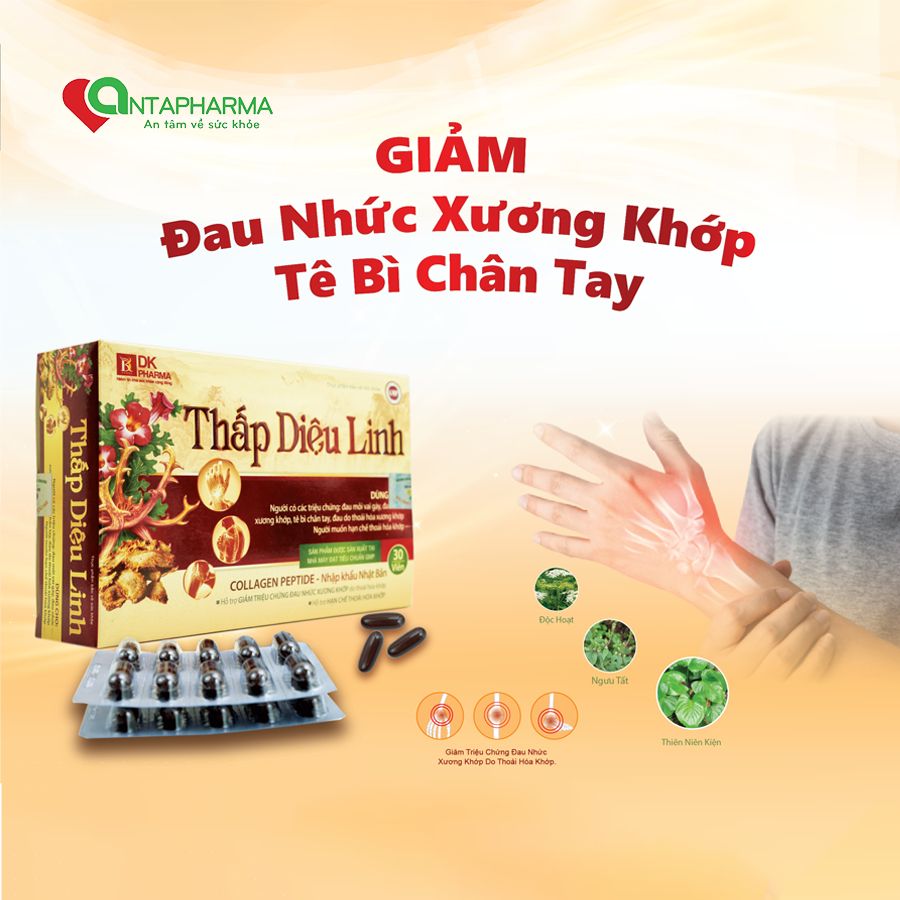 Viên uống xương khớp Thấp Diệu Linh giảm đau nhức xương khớp tê bì chân tay (30 viên/hộp)