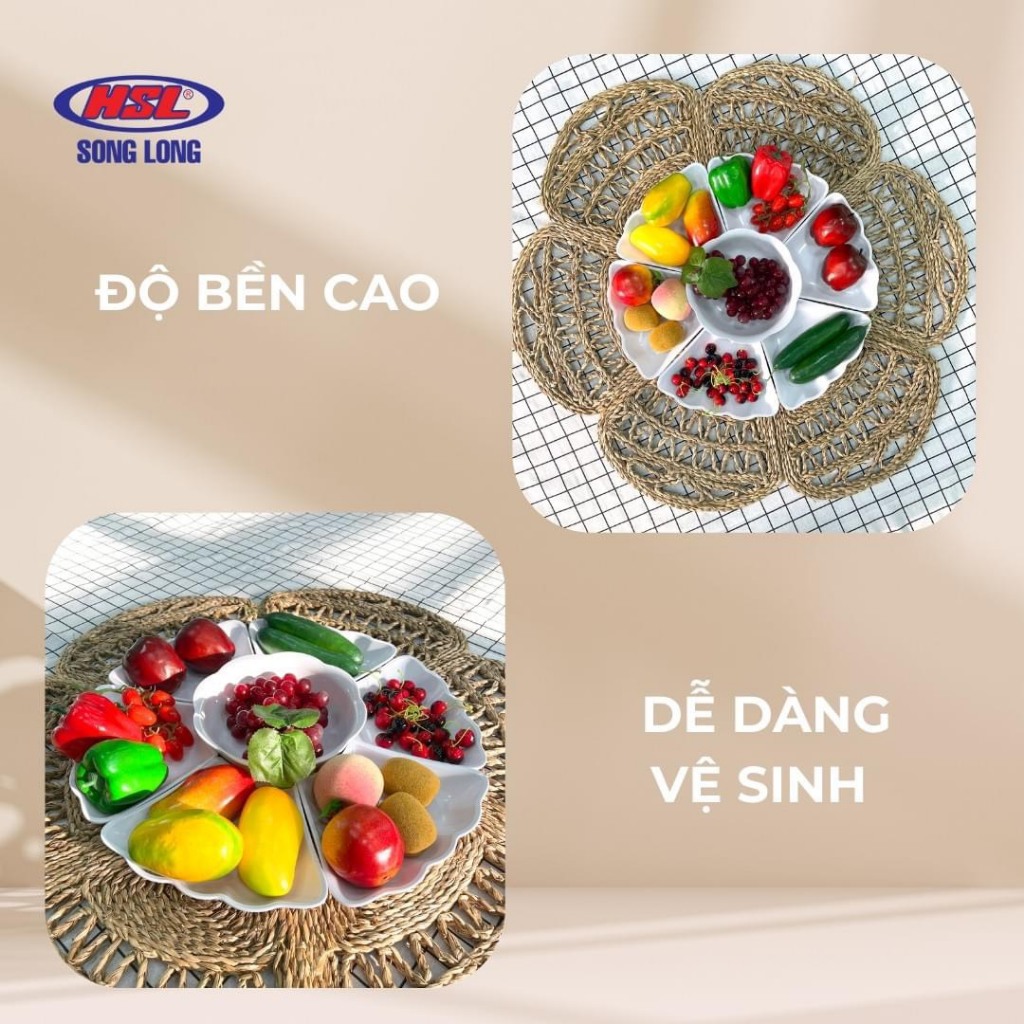 Bộ bát đĩa hoa mặt trời bày mâm cỗ bằng nhựa Song Long-4088