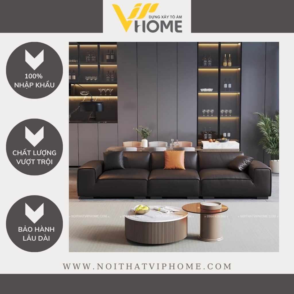 SOFA VĂNG DA 3 CHỖ TỰA LIỀN BOLOGNA  SHD-2298