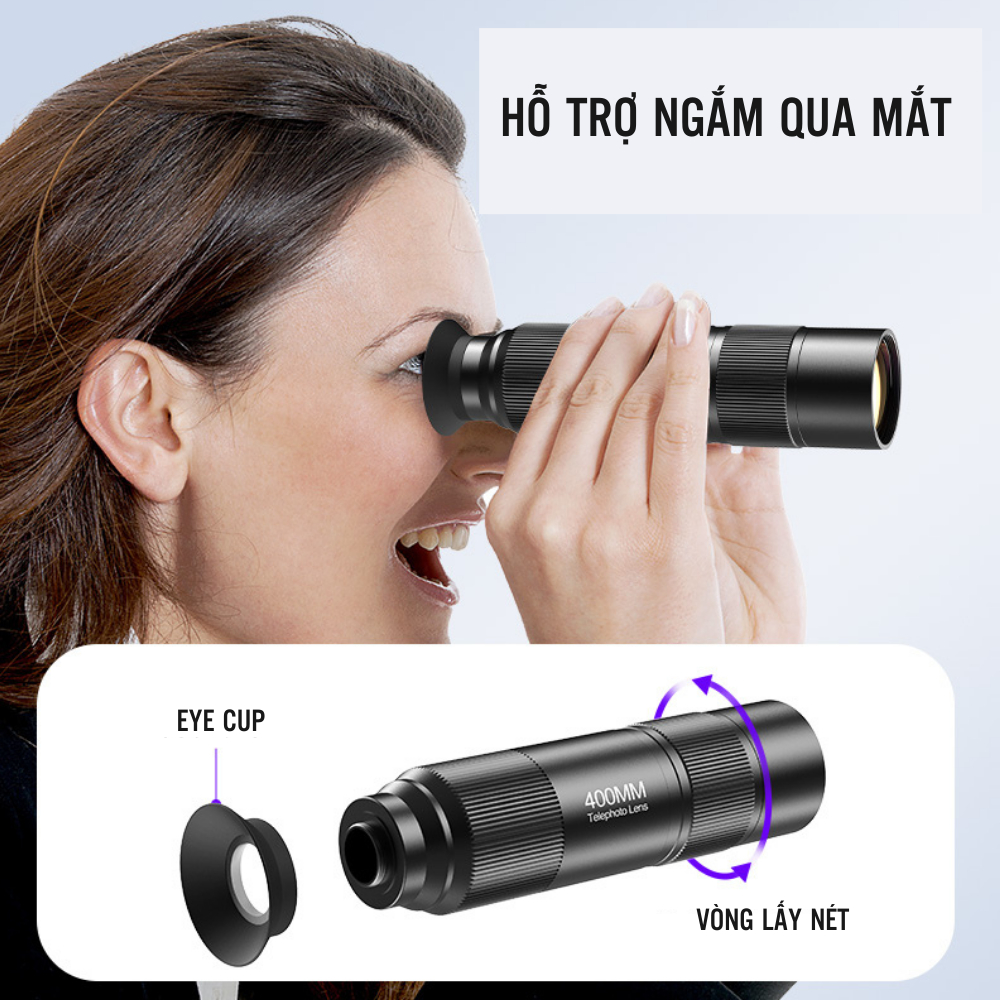 Ống kính tele 400mm, lens nhìn xa, chuyên chụp ảnh quay video cho điện thoại, độ nét 4K