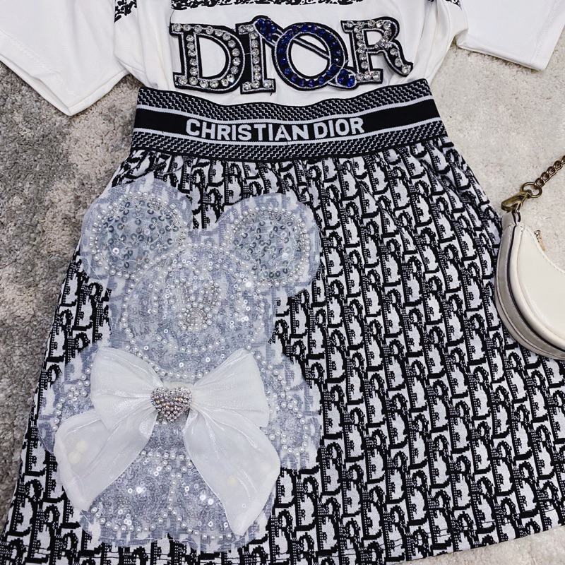 Set váy DIO gấu nơ cao cấp cho Bé size đại 18kg - 42kg