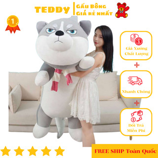 Gấu bông chó husky khổng lồ ☘️free ship☘️ gấu bông chó husky dễ thương cao cấp gấu bông chó alaska mềm mịn co giãn