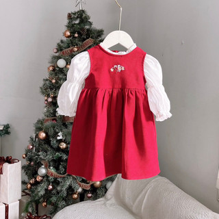 Set áo sơ mi + váy nhung đỏ - giá cực tốt*