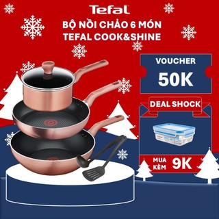 Bộ Nồi Chảo Tefal Cook&Shine Quánh 18cm, Chảo chiên 24cm, Chảo xào 28cm