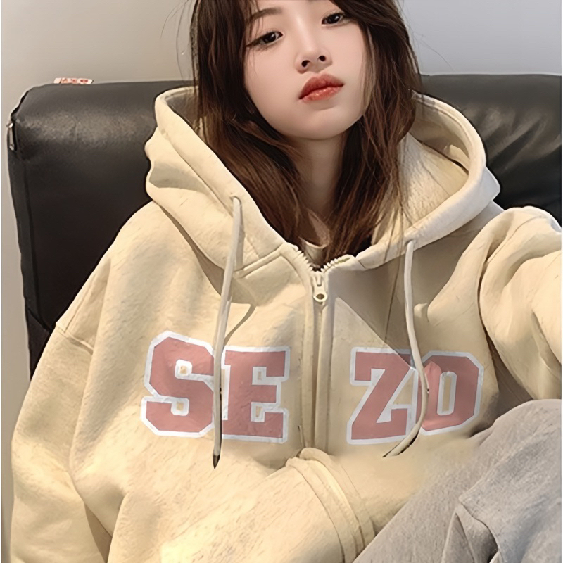 Áo Khoác Hoodie Zip SEZO Form Rộng Chất Liệu Nỉ Lót Lông
