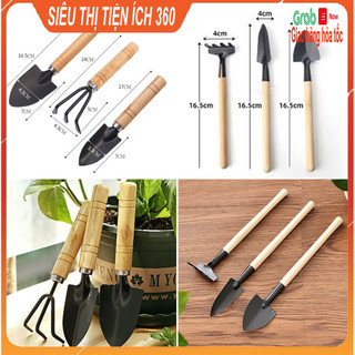 Bộ 3 món dụng cụ làm vườn to xẻng làm vườn - xới đất - cào đất