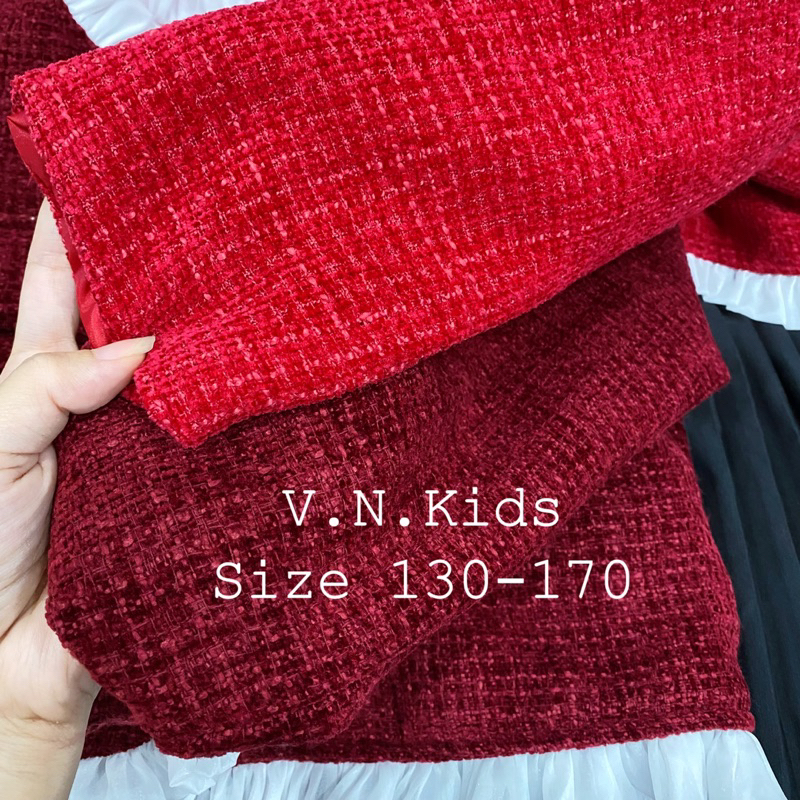 Set váy maxi + áo khoác dạ nhung size đại 19kg-45kg