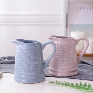 Lọ hoa/bình cắm hoa bằng gốm pastel có tay cầm