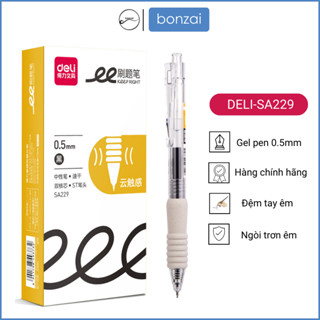 Bút Gel Deli SA229 có đệm tay ngòi St 0,5mm viết êm mực nhanh khô.