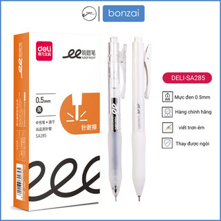 Bút gel Deli SA285 ngòi 0,5mm đầu kim mực đen (Hàng Chính Hãng)