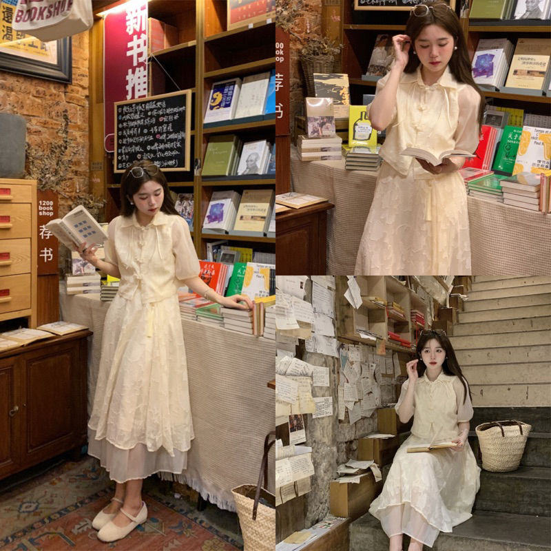 (ORDER TAOBAO, SẴN HÀNG) SET VÁT TIỂU THƯ PHONG CÁCH CỔ TRANG V08_SV01