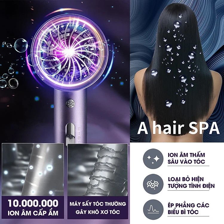 Máy sấy tóc công suất lớn tạo kiểu CWell, máy sấy tóc mini 2 chiều nóng lạnh C02HD 1200W  chính hãng