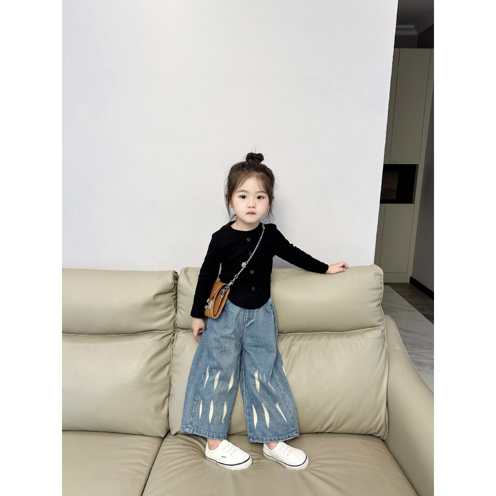 Áo Thun Dài Tay Cho Bé Gái Lượn Tôm Đính Cúc Vải Zip Cực Đẹp BabyBoo - Pibo Store