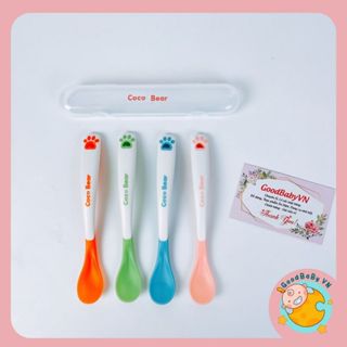 Thìa báo nóng Coco Bear ăn dặm cho bé từ 5m+ Kèm hộp Goodbabyvn