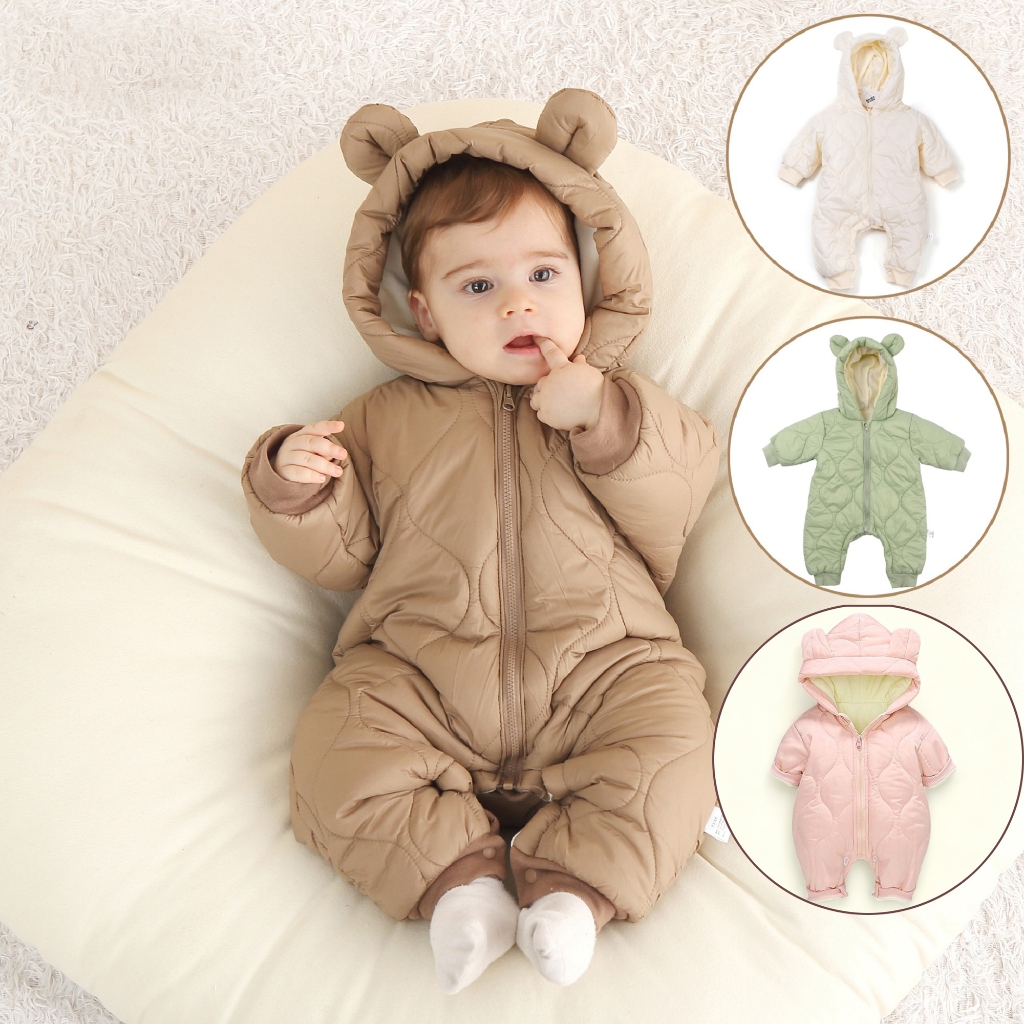 Body phao lót nhung Bodysuit liền thân dài tay bông ấm, áo liền quần hàng Quảng Châu cho bé trai bé gái mặc đông SLD12