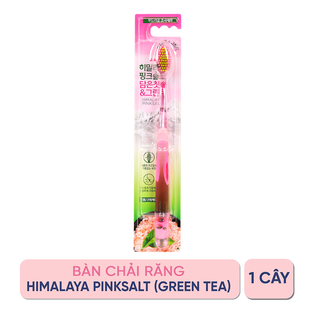 Bàn Chải Đánh Răng Bamboo Salt Himalaya Pink Salt Green Tea Vỉ 1 Cây Giúp Hơi Thở Thơm Mát