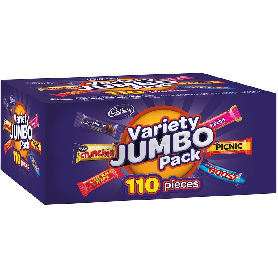 Socola Cadbury Variety Jumbo Chocolate Box 1.56kg Picnic, Boost, Dairy Milk, Crunchie, Cherry Ripe..Loacker extaste