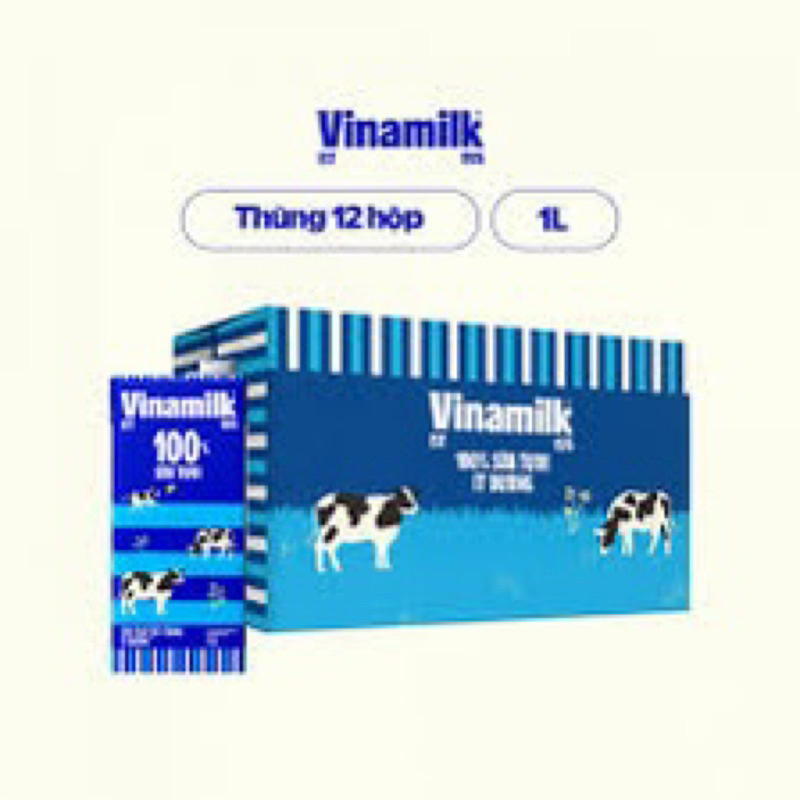 [hỏa tốc] thùng 12 hộp sữa tươi tiệt trùng Vinamilk 100% ít đường- hộp giấy 1 Lít