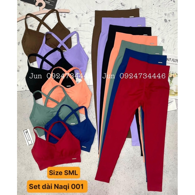 Set Naqi tag sắt  chéo lưng chun mông tập gym yoga