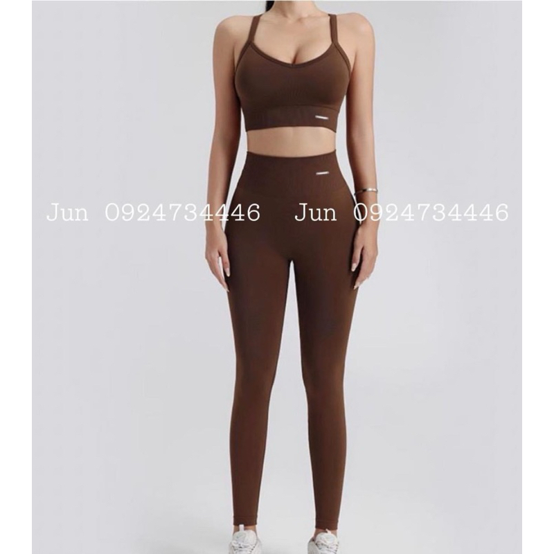 Set Naqi tag sắt  chéo lưng chun mông tập gym yoga