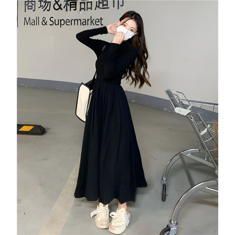 VÁY ĐEN DÀI TÔN DÁNG THỜI TRANG THU ĐÔNG VL02