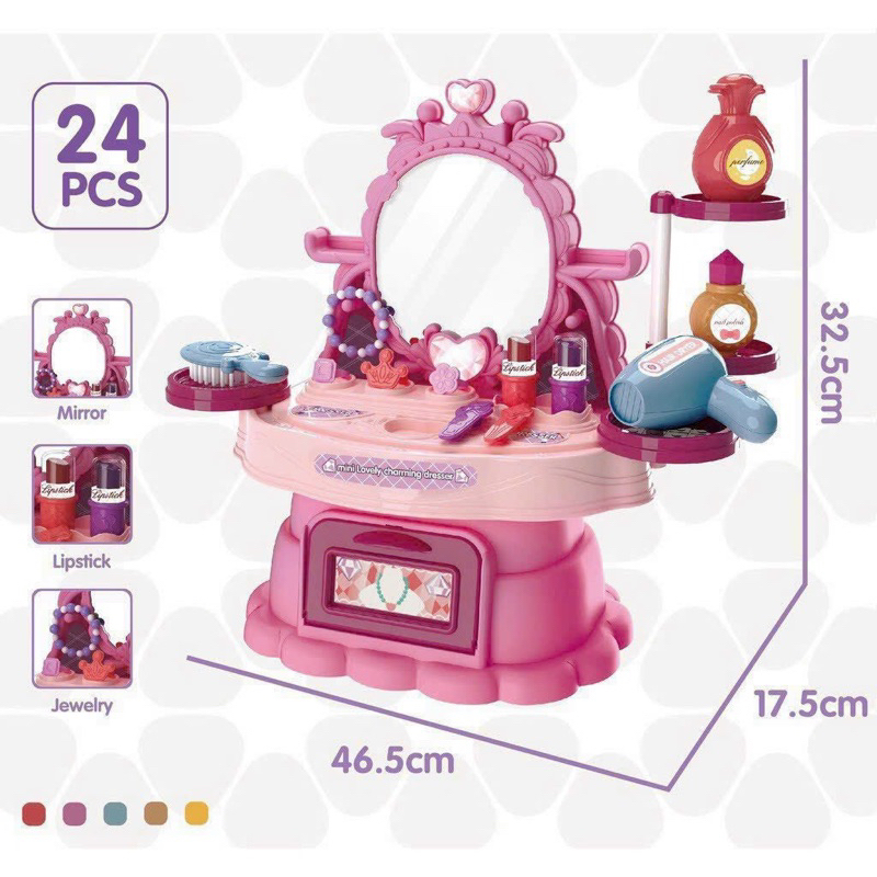 Bộ đồ chơi nhập vai Bàn Trang Điểm 24 chi tiết cho bé gái thiết kế dạng nhỏ vô cùng tiện lợi