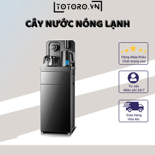 Cây nước nóng lạnh tự động, kết hợp bàn pha trà, kèm bình trà và ấm nước thủy tinh cao cấp