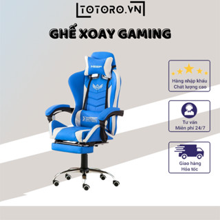 Ghế Gaming Cao Cấp Có Massage Lưng Xoay 360 Ngả Lưng 135 Độ Duỗi Chân, Ghế Chơi Game Gaming Bọc Da Pu