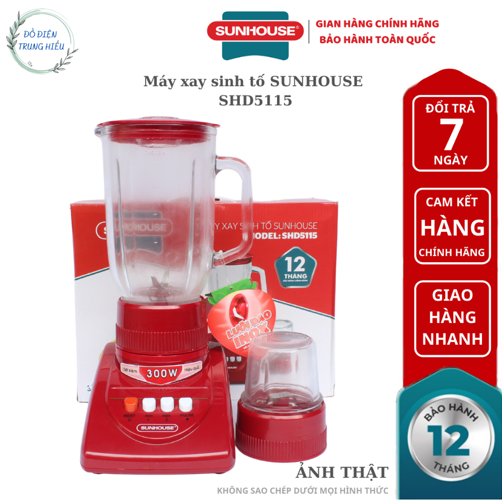 Máy xay sinh tố SUNHOUSE SHD5115 - bảo hành chính hãng 12 tháng