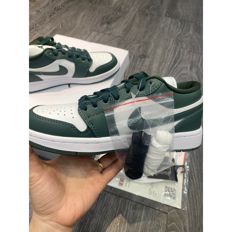 Giày thể thao Jd1 Low 'Olive Green', giày nam nữ JD cổ thấp đế êm, bản Best full PK, giày jd xanh lá bản da cao cấp