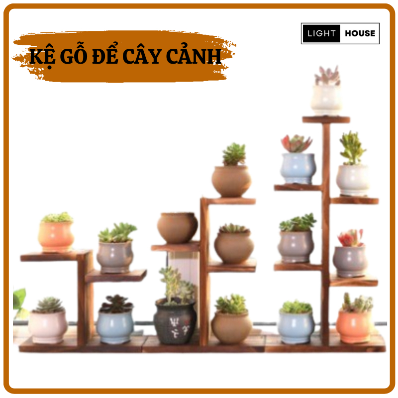 Kệ gỗ mini decor bàn làm việc, kệ trang trí để cây cảnh cỡ nhỏ