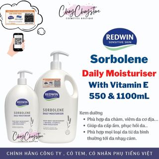 (Tem Cty) Kem Dưỡng Redwin Sorbolene Moisturiser With Vitamin E 550mL & 1100mL Dưỡng Thể Cho Da Khô, Chàm, Da Kích Ứng