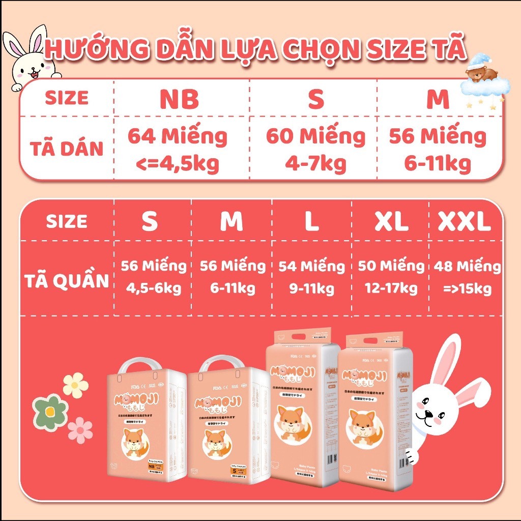 ( NHẮN TIN CHO SHOP CHỌN QUÀ ) BỈM QUẦN/ DÁN MOMOJI NB64/S60/M56L54/XL50/XXL48