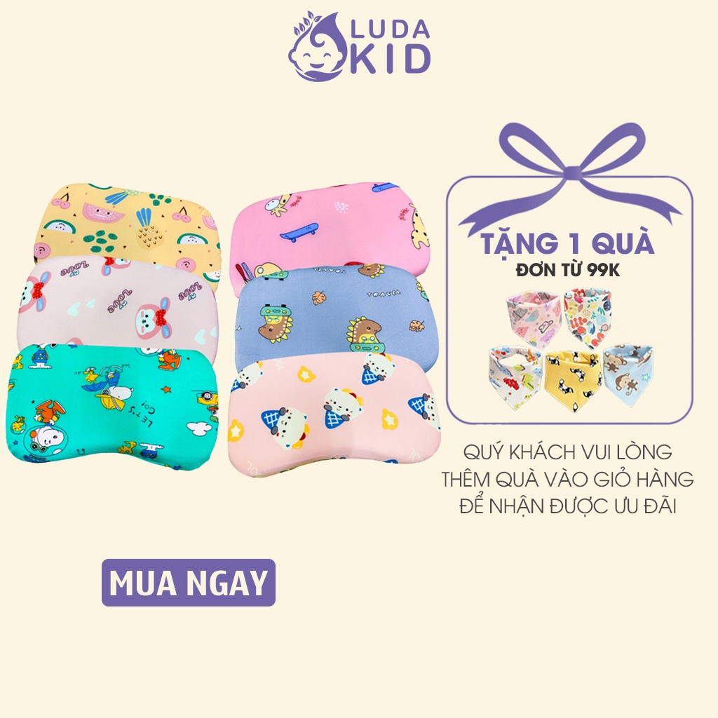 Gối cao su non cho bé chống méo đầu 21x35cm, dùng cho bé đi học mềm mại, êm ái LUDAKID