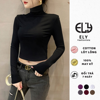 Áo croptop tay dài nữ Ely kiểu cổ lọ chất vải cotton lót lông cao cấp giữ nhiệt cao cổ dáng ôm body đẹp ELY280