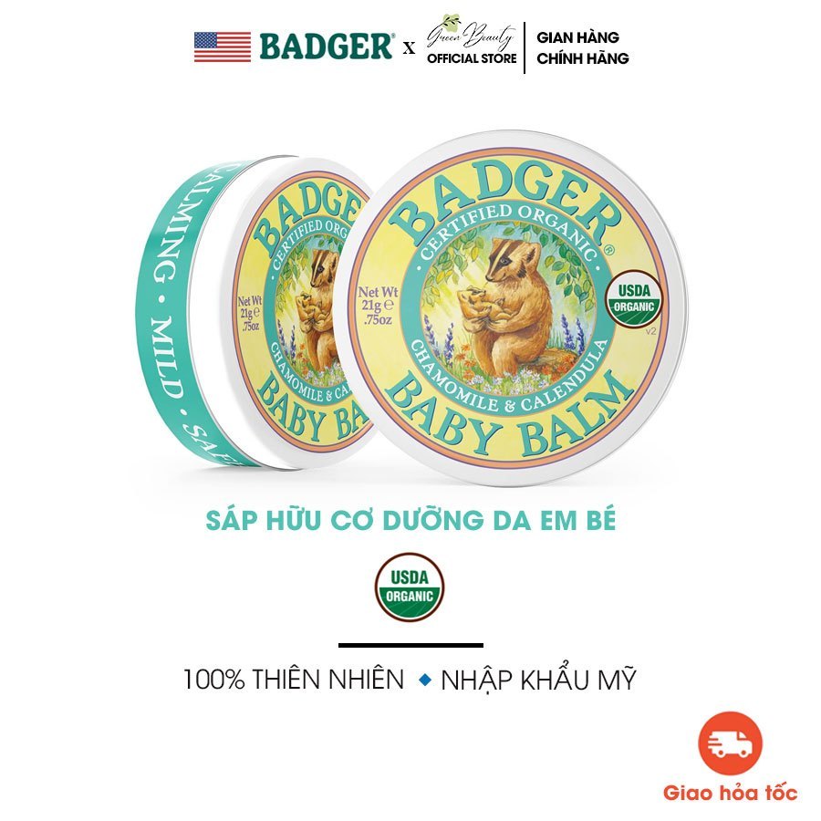 Sáp Hữu Cơ Ấm Ngực, Ngủ Ngon, Dưỡng Ẩm USDA Organic BADGER Balm An Toàn Lành Tính Cho Người Lớn, Trẻ Em Nhập Khẩu Mỹ