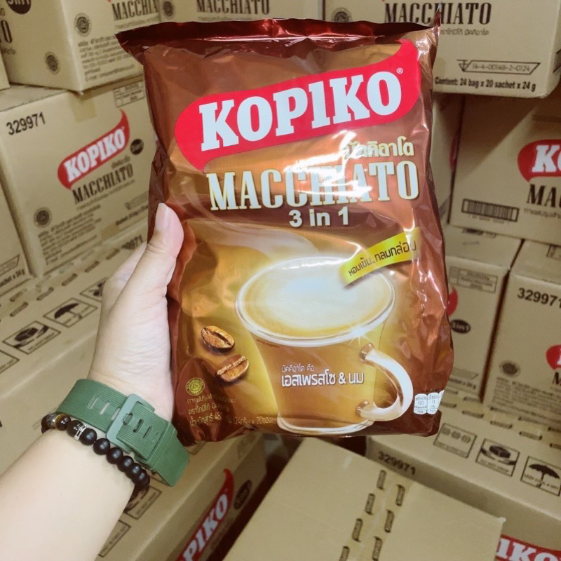 Cà Phê Sữa Kopiko Macchiato Thái Lan 3in1 Bịch 20 Gói