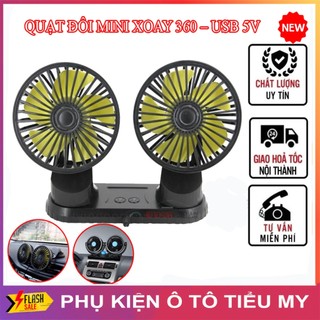Quạt Máy Đôi Mini Cổng USB 5V Xoay 360 độ, Dùng Trên Ô Tô, Xe Tải, Bàn Làm Việc, Bàn Học