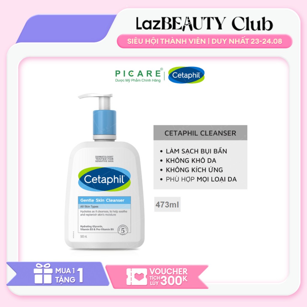 Sữa rửa mặt dịu nhẹ Cetaphil 473 ml mẫu mới dành cho da dầu và da nhậy cảm.