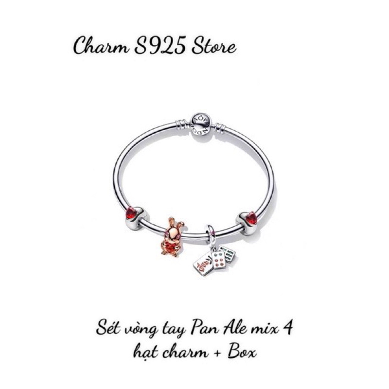 BỘ VÒNG TAY PAN ALE MIX 4 HẠT CHARM BỘ SƯU TẬP MAY MẮN BẠC S925 HÀNG CAO CẤP