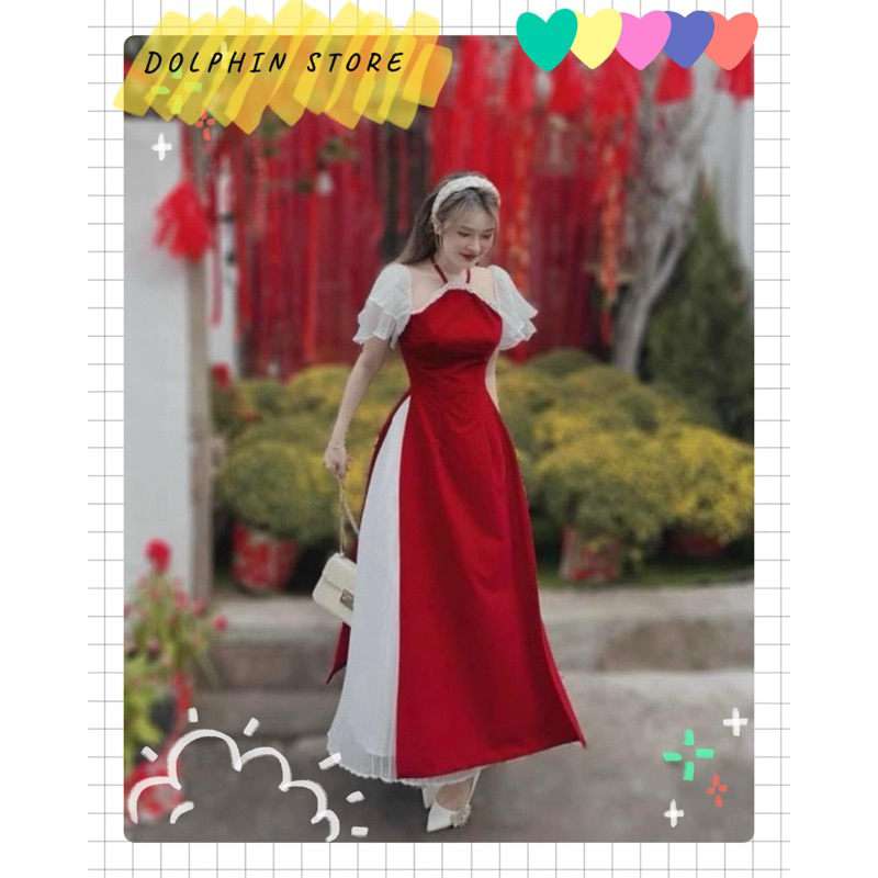 BIGSIZE Áo dài cổ yếm bigsize - Áo dài nhung kèm chân váy bigsize - Áo dài đỏ bigsize - Áo dài cách tân bigsize