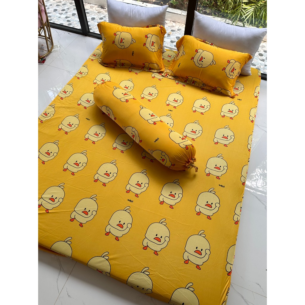 BỘ GA THUN HÀN QUỐC - mẫu Vịt vàng