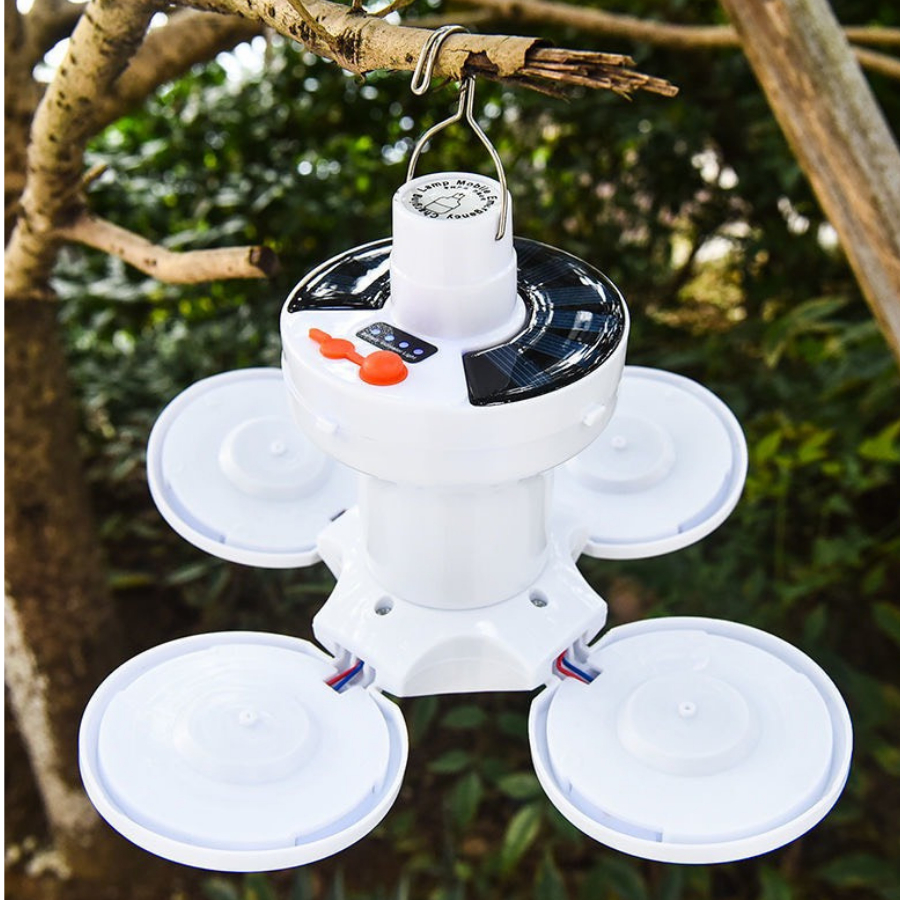 Bóng Đèn Tích Điện Năng Lượng Mặt Trời 4 Cánh Đèn Led Siêu Sáng Tiết Kiệm Điện Cho Mùa Mưa Bão