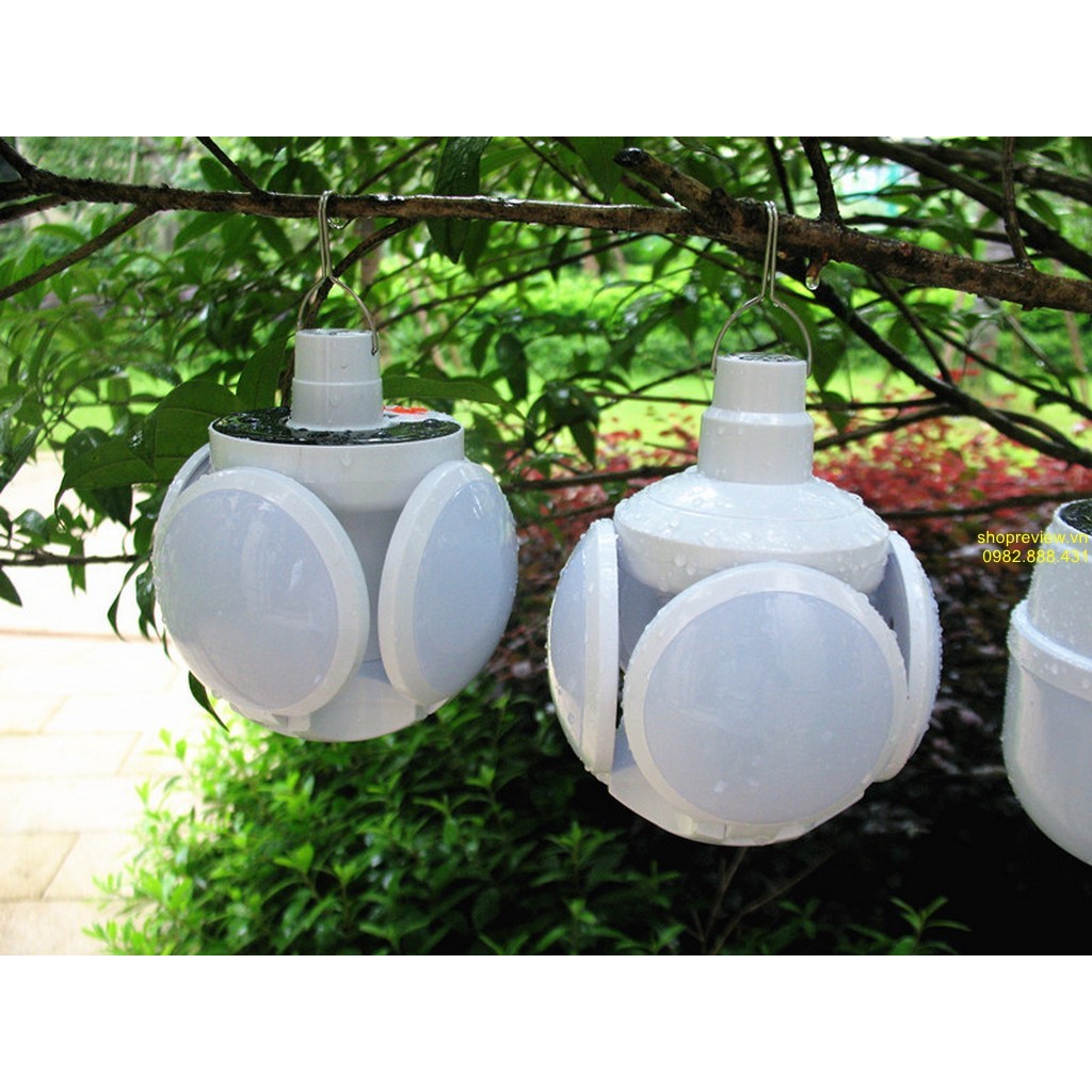Bóng Đèn Tích Điện Năng Lượng Mặt Trời 4 Cánh Đèn Led Siêu Sáng Tiết Kiệm Điện Cho Mùa Mưa Bão